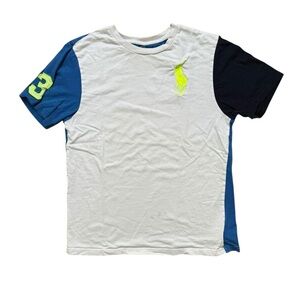 Polo Ralph Lauren Big Pony Color Block T-Shirt Youth Size Large 14/16 Blue White